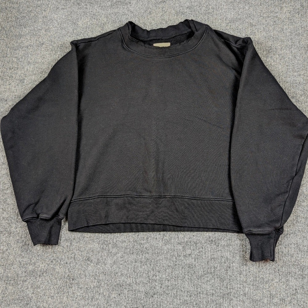 MATE the Label Organic Cotton Crop Sweatshirt Black XS Boxy Crewneck Pullover